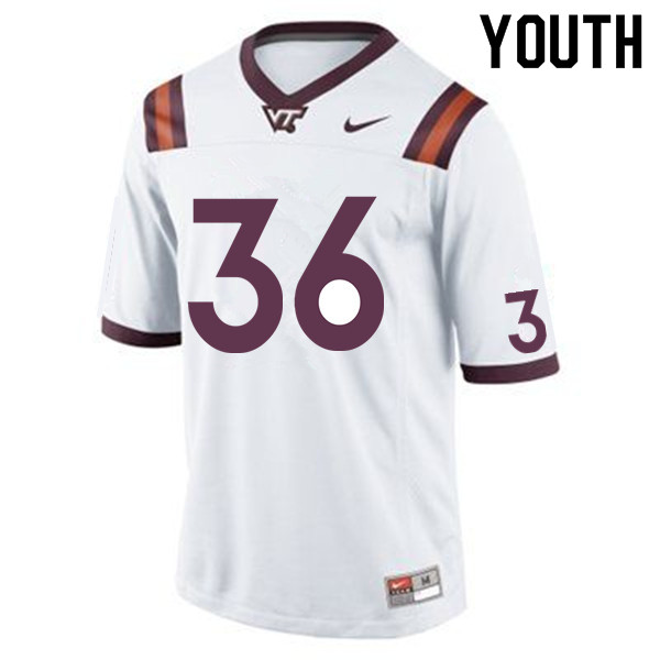 Youth #36 DaShawn Crawford Virginia Tech Hokies College Football Jerseys Sale-White